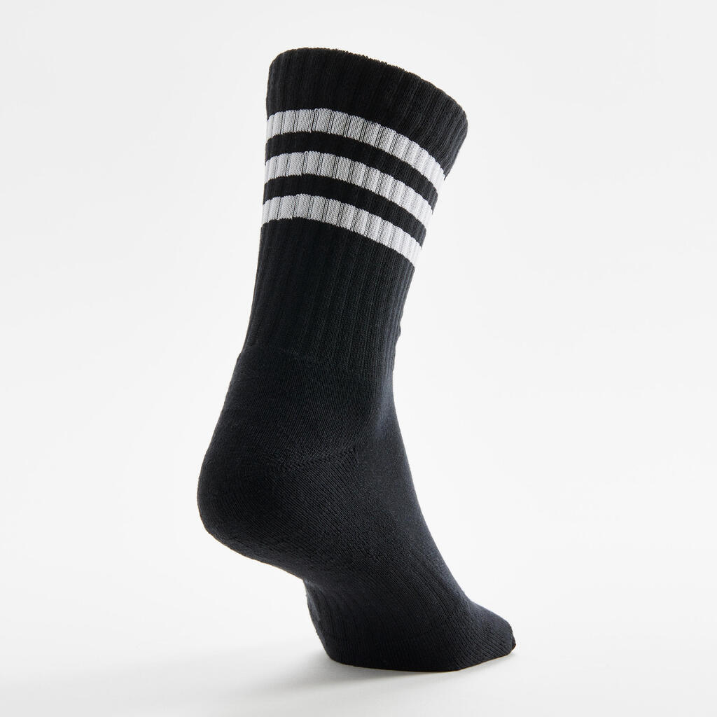 Tennissocken High 3er-Pack - ADIDAS 3-Streifen schwarz/weiss/grau 